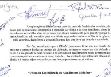 Em carta, delegadas acusam imprensa de "sensacionalismo" em caso de feminicídio