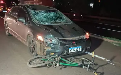 Ciclista morre em colisão com carro de passeio na BR-163