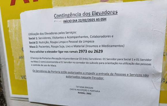 Hospital Regional limita uso de elevadores após panes em equipamentos